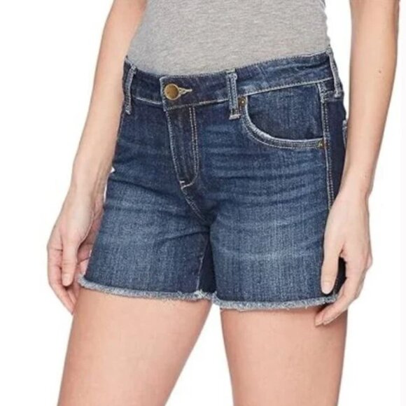 New Kut From The Kloth Gidget Fray Mid Rise Denim Short in Stimulating size 00 - Picture 1 of 12